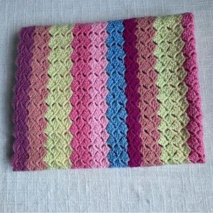 Handmade Crochet Colorful Throw Blanket Afghan Unique Grandma